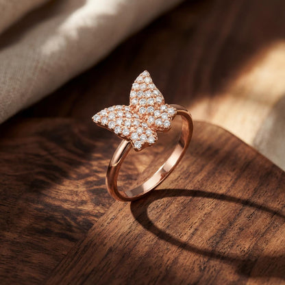 Rose Gold Crystal Butterfly Ring product image 5