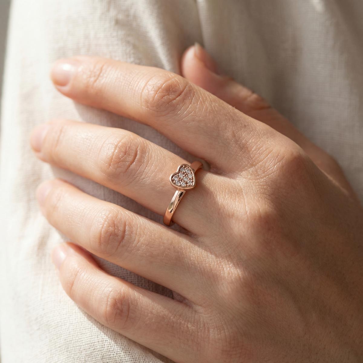 Rose Gold Adjustable Crystal Heart Ring product image 5