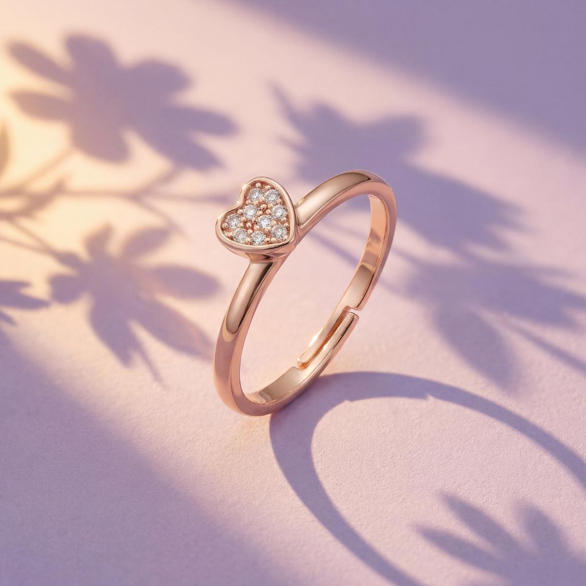 Rose Gold Adjustable Crystal Heart Ring product image 2