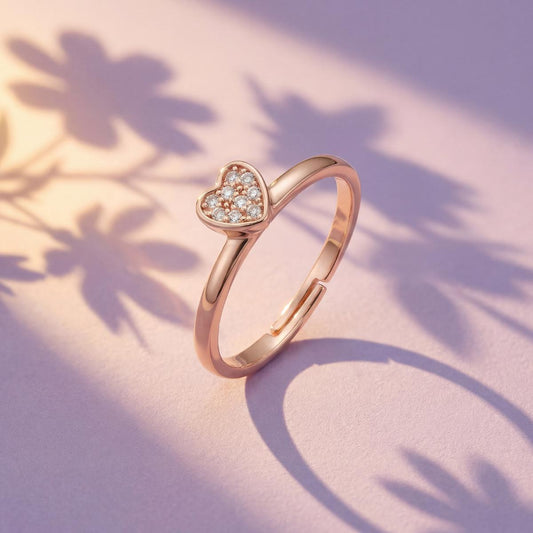 Rose Gold Adjustable Crystal Heart Ring product image 2