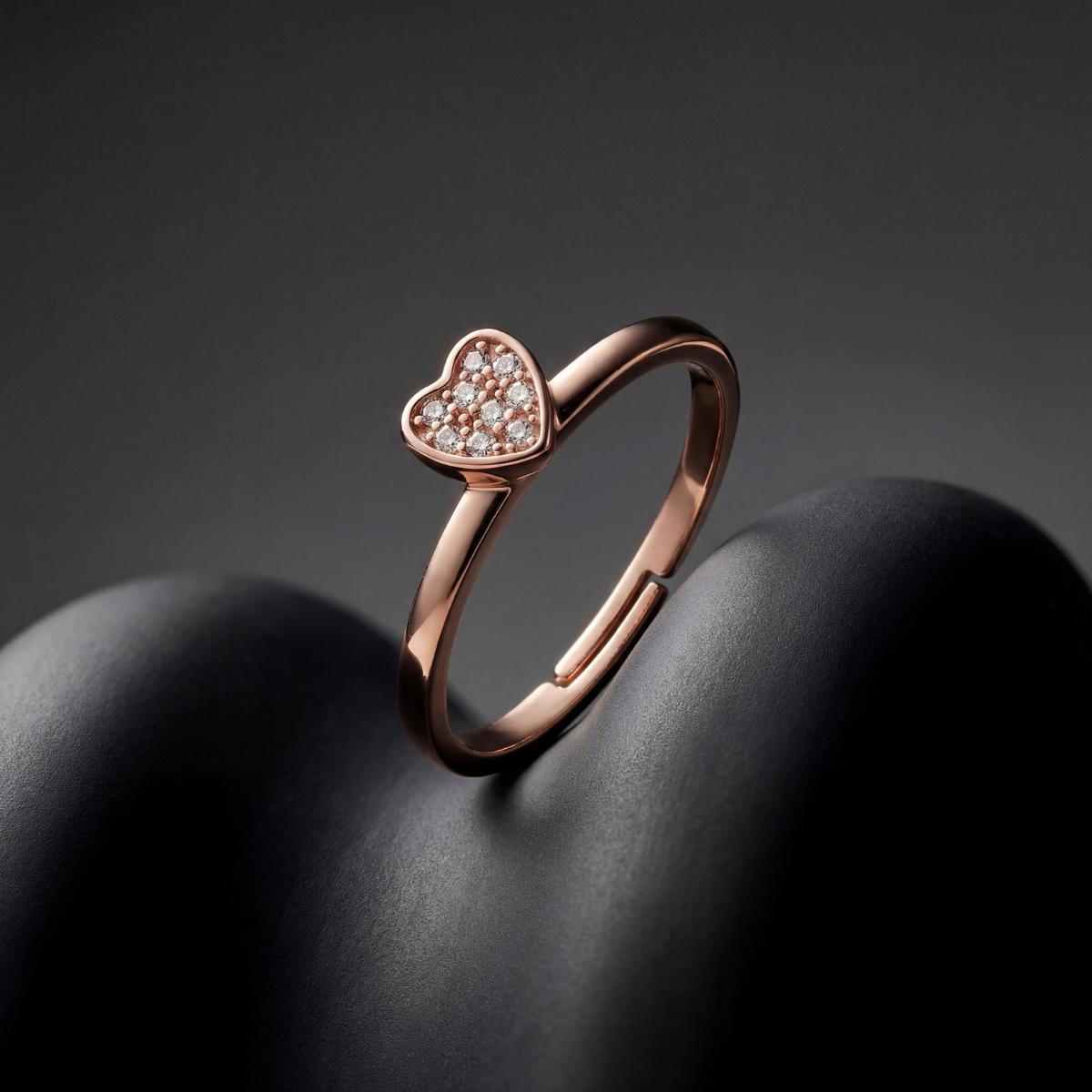 Rose Gold Adjustable Crystal Heart Ring product image 3