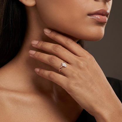 Rose Gold Crystal Leaf Ring product image 8