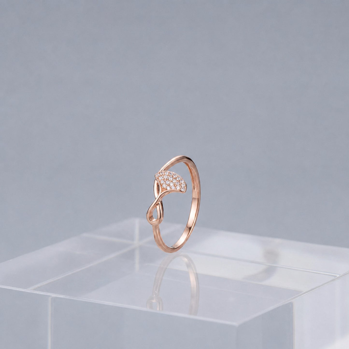 Rose Gold Crystal Leaf Ring product image 4