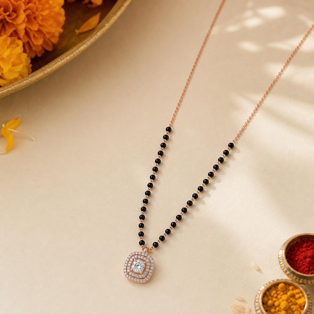 Rose Gold Cushion Halo Mangalsutra product image 5