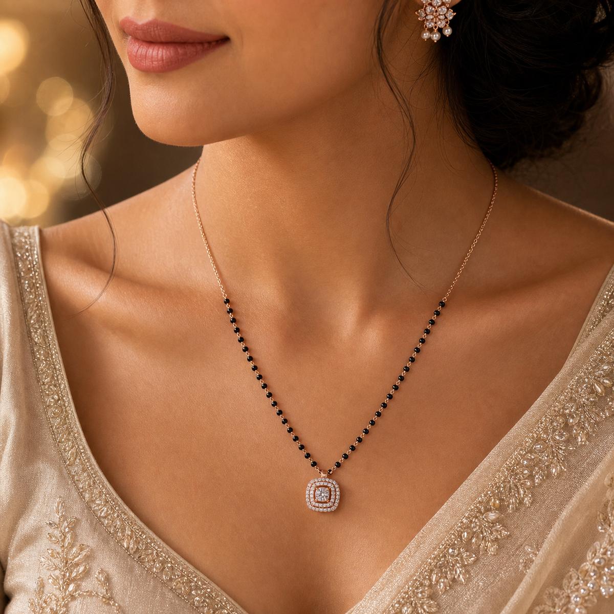 Rose Gold Cushion Halo Mangalsutra product image 4