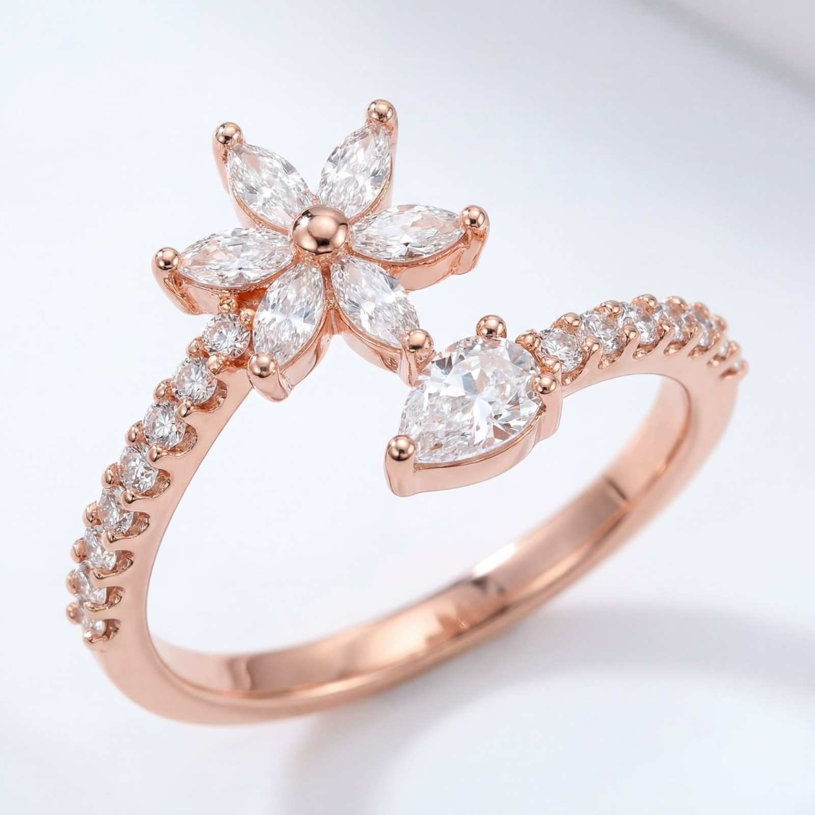 Rose Gold Adjustable Daisy Bloom Ring product image 1