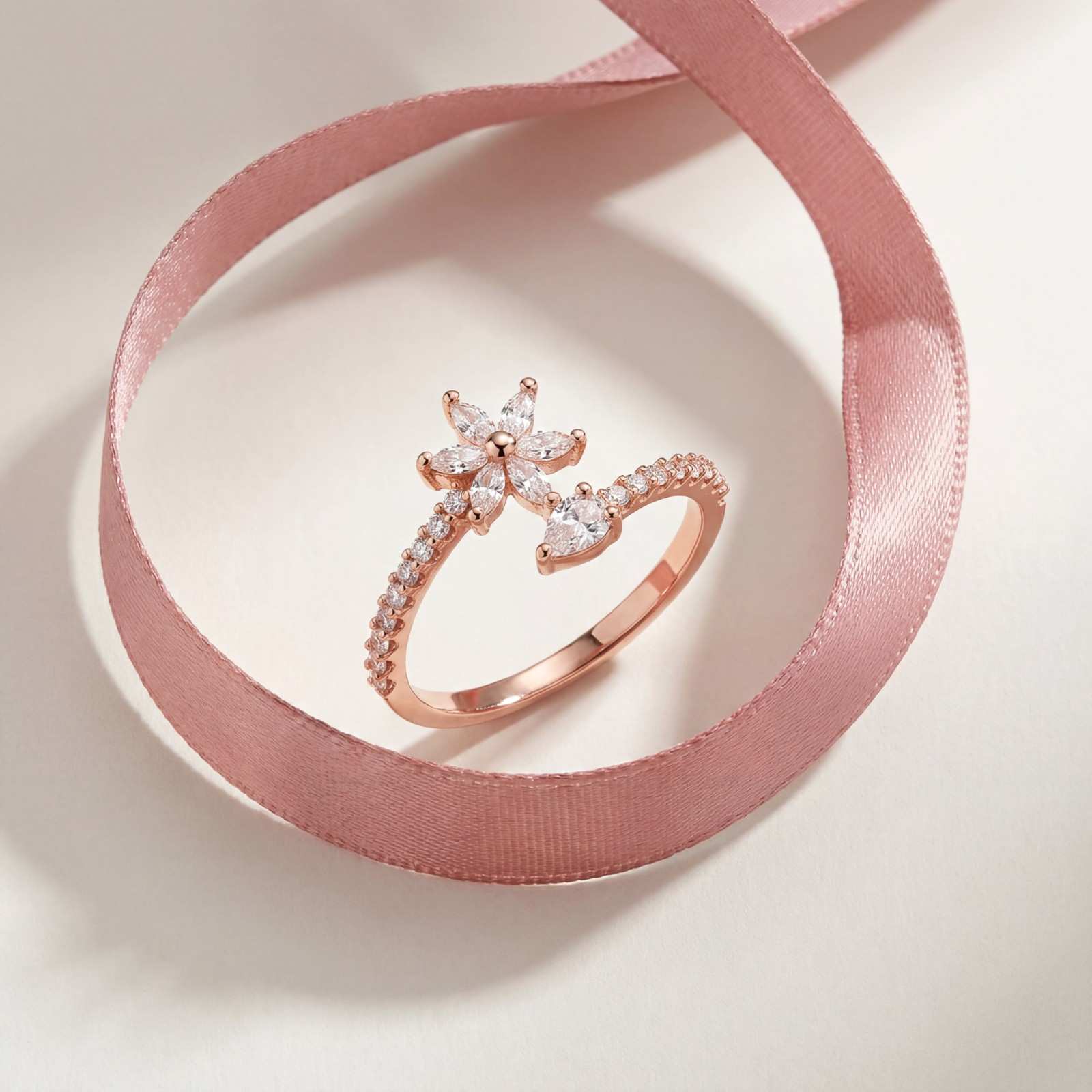 Rose Gold Adjustable Daisy Bloom Ring product image 3