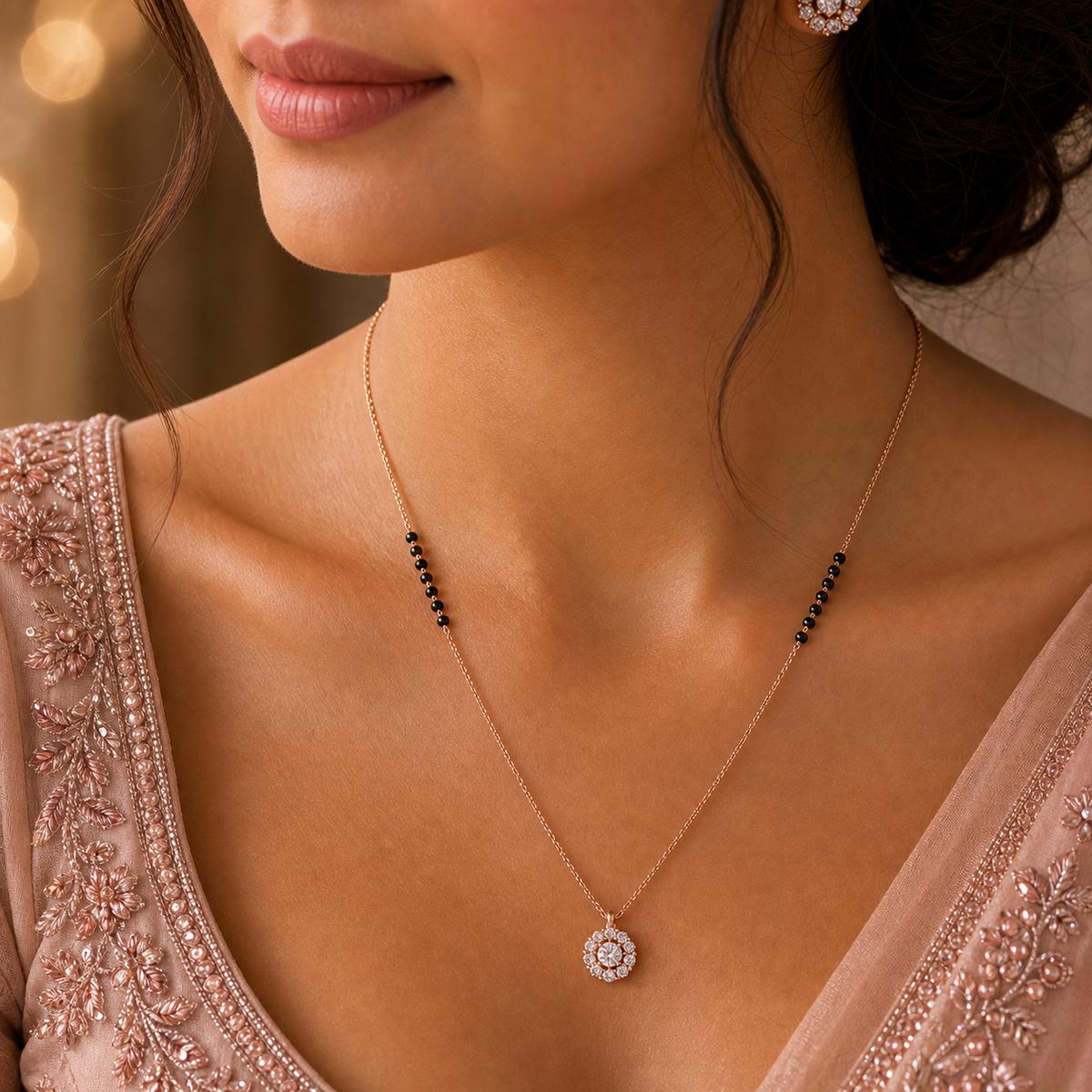 Rose Gold Dewdrop Halo Mangalsutra product image 4