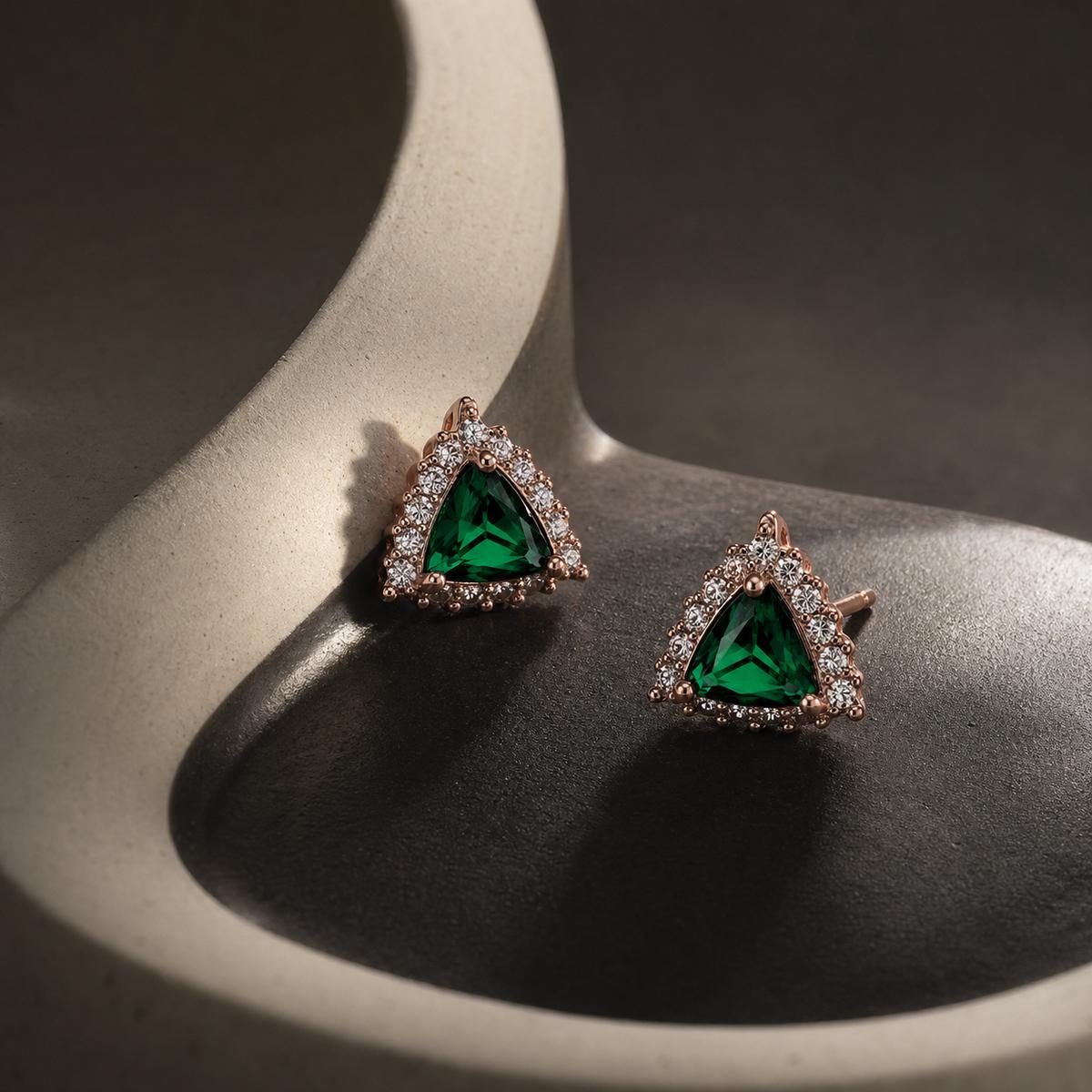 Rose Gold Emera Trillion Earrings product image 1