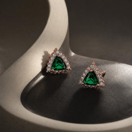 Rose Gold Emera Trillion Earrings product image 1