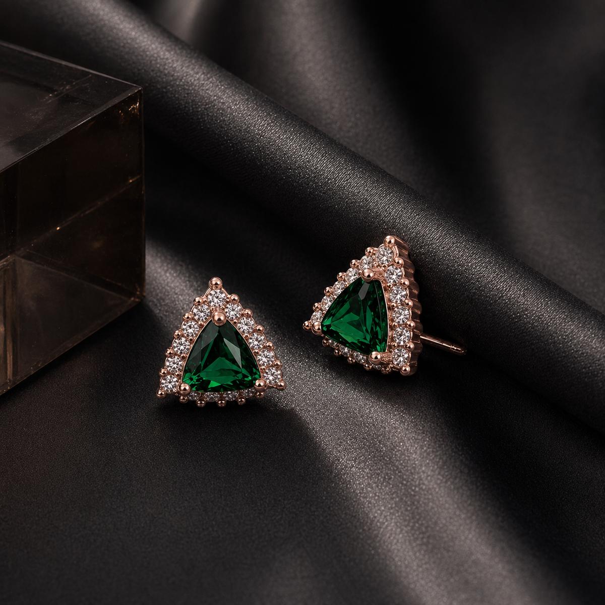 Rose Gold Emera Trillion Earrings product image 3