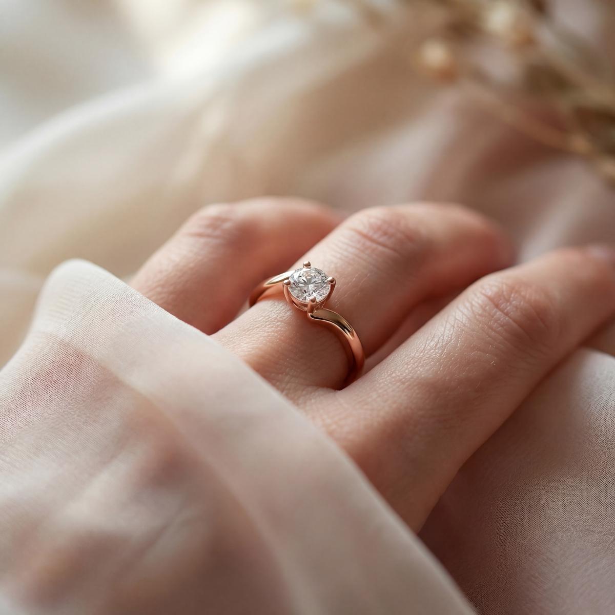 Rose Gold Eterna Solitaire Ring design detail