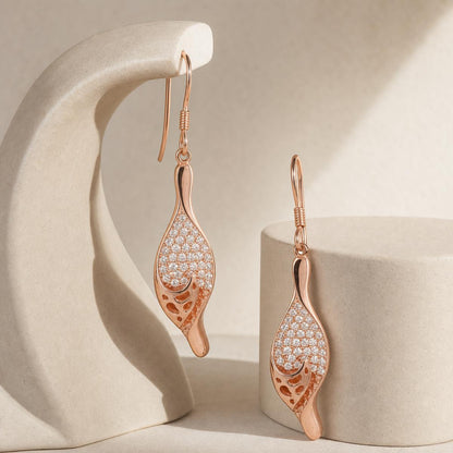 Rose Gold Evara Filigree Leaf Earrings product image 4