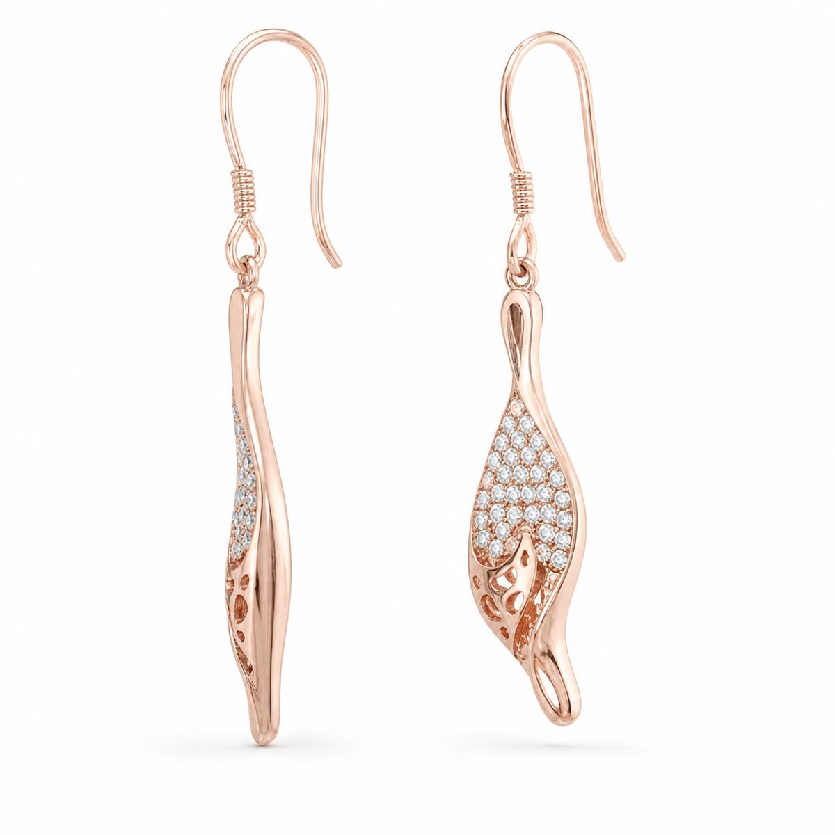 Rose Gold Evara Filigree Leaf Earrings product image 3