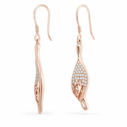 Rose Gold Evara Filigree Leaf Earrings product image 3