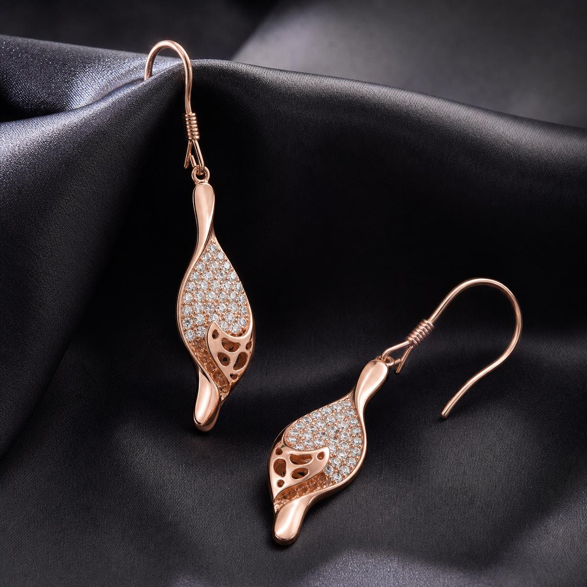 Rose Gold Evara Filigree Leaf Earrings product image 6