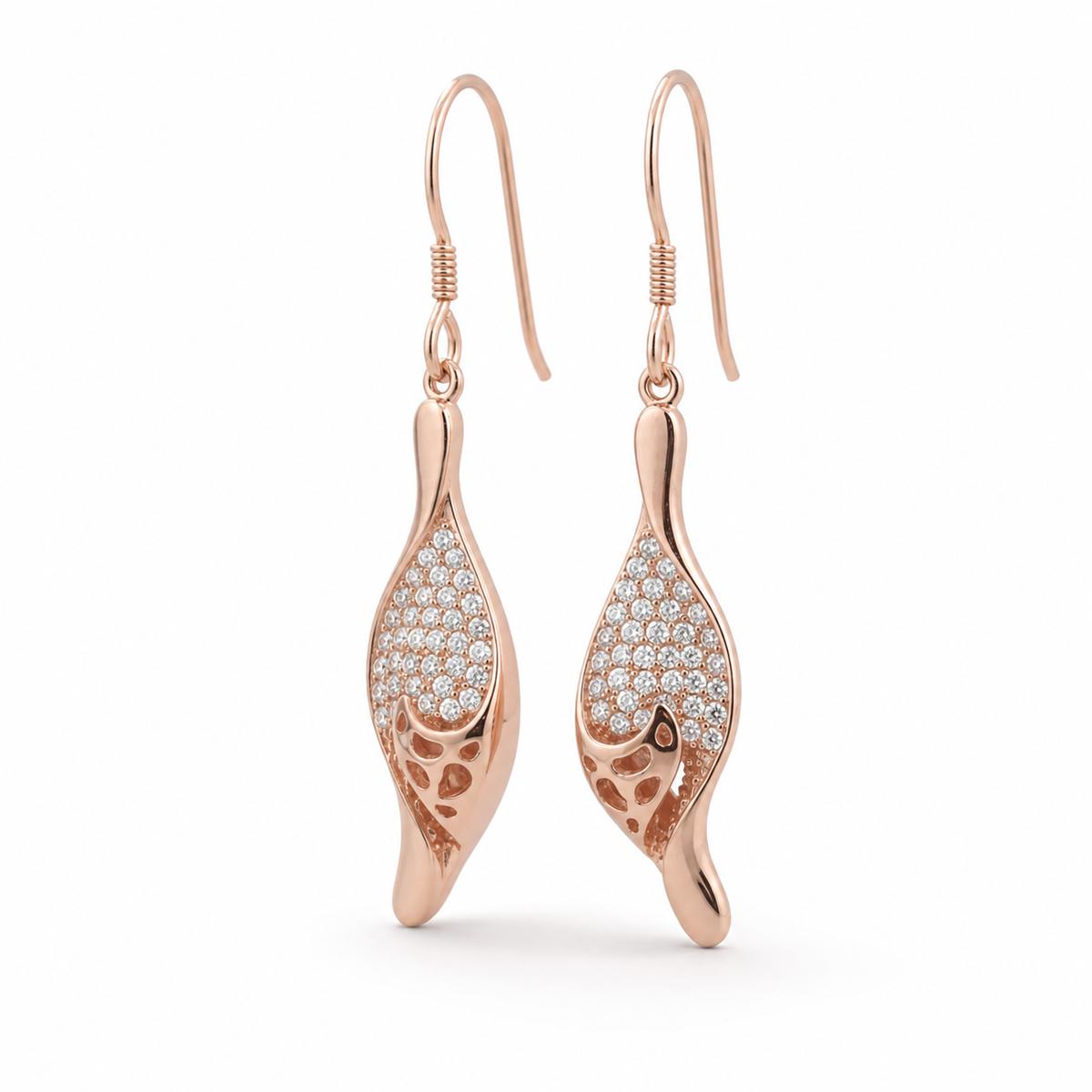 Rose Gold Evara Filigree Leaf Earrings product image 2