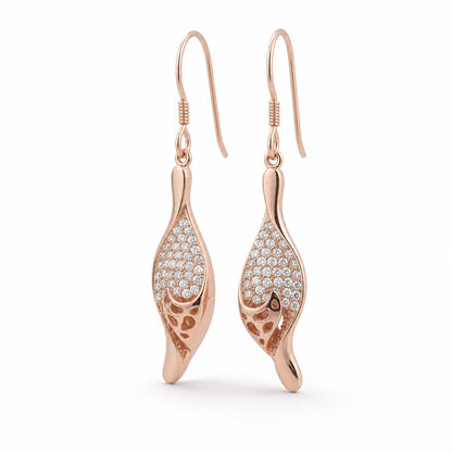 Rose Gold Evara Filigree Leaf Earrings product image 2