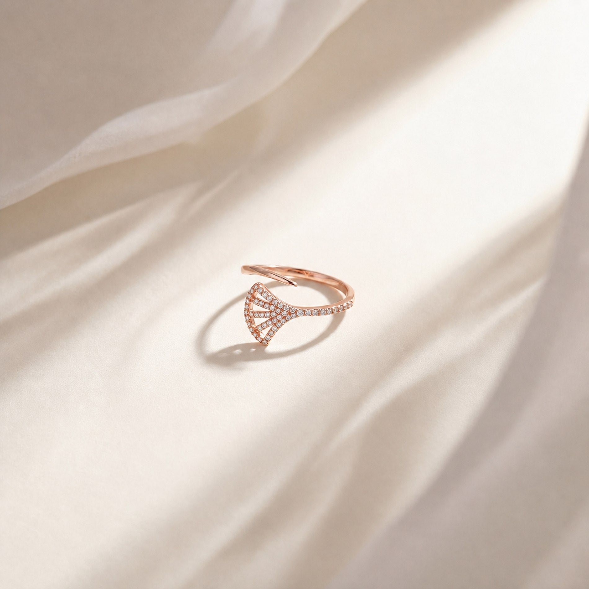 Rose Gold Adjustable Fan Sparkle Ring product image 4