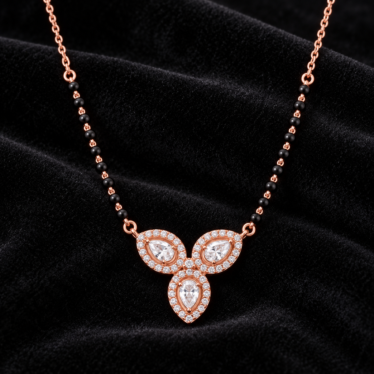 Rose Gold Floral Drop Mangalsutra