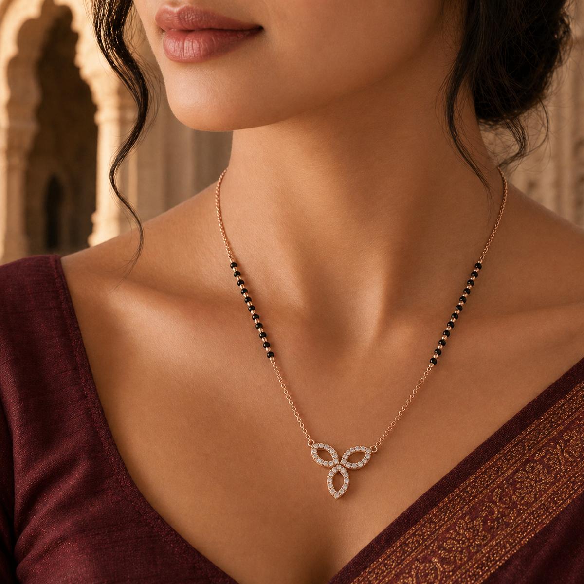 Rose Gold Floral Drop Mangalsutra product image 6
