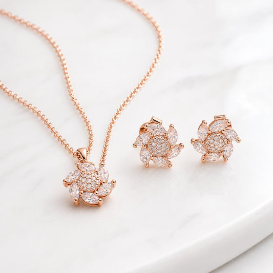 Rose Gold Floral Swirl Jewellery Set product image 1