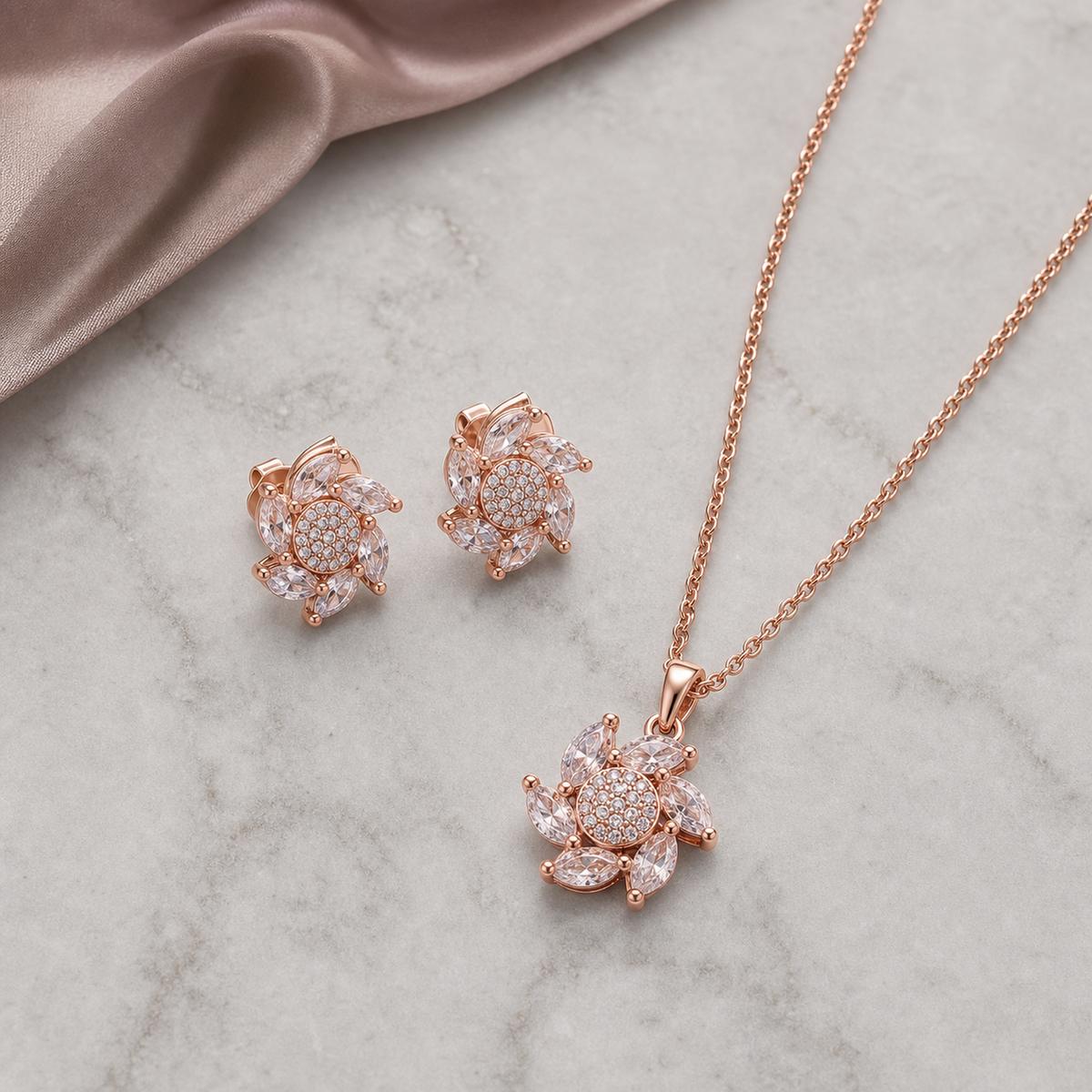 Rose Gold Floral Swirl Jewellery Set product image 3