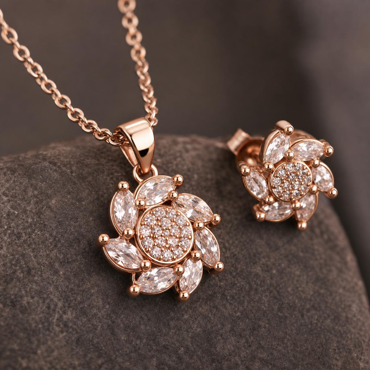 Rose Gold Floral Swirl Jewellery Set product image 4