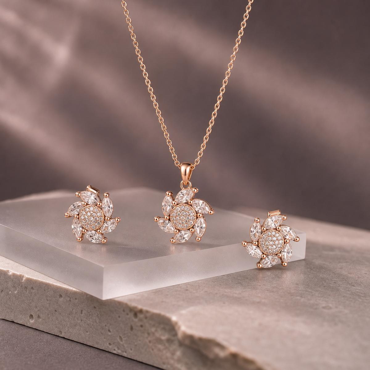 Rose Gold Floral Swirl Jewellery Set product image 5