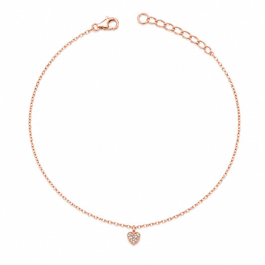 Rose Gold Heart Charm Anklet product image 1