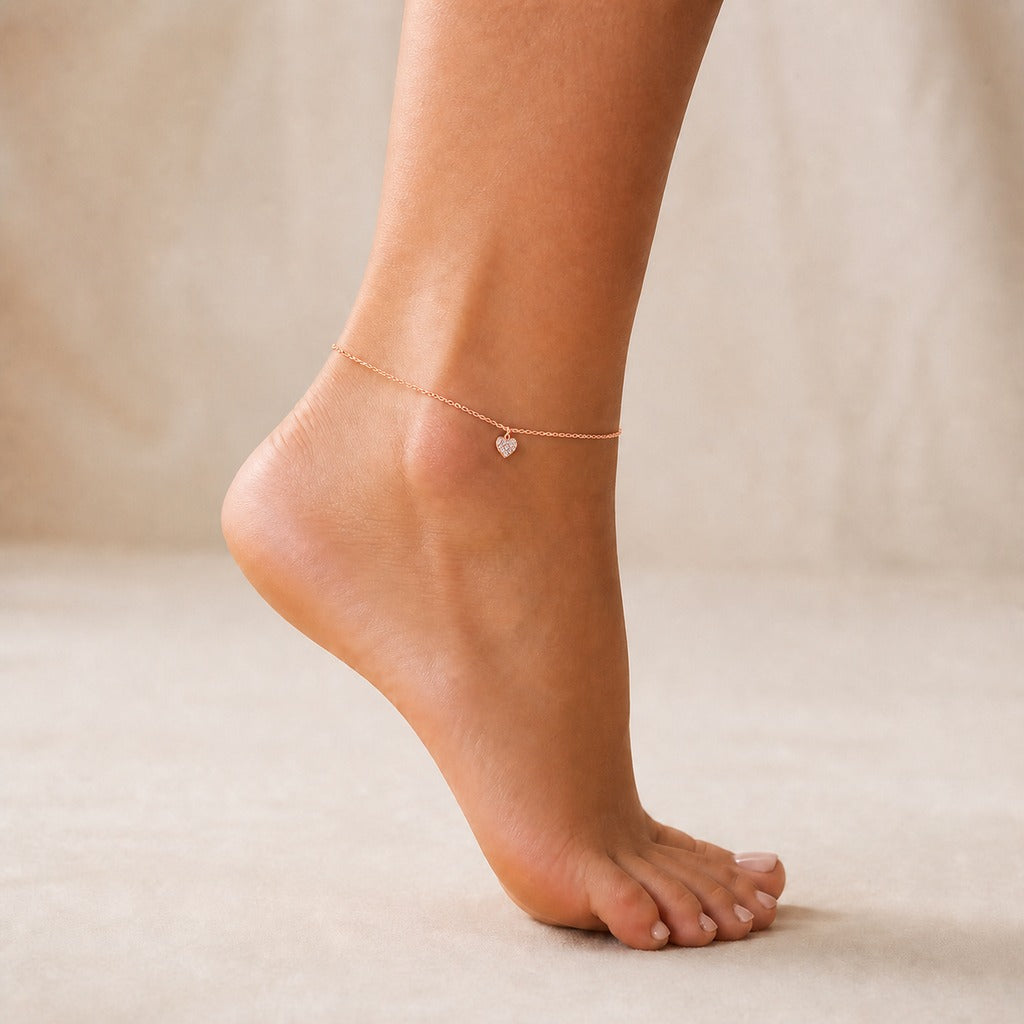 Rose Gold Heart Charm Anklet product image 4