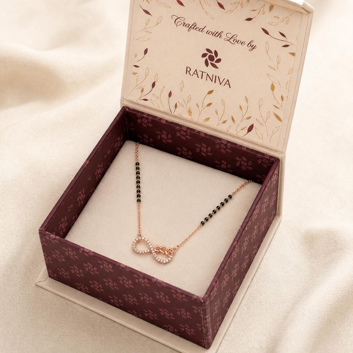 Rose Gold Infinity Grace Mangalsutra Ratniva jewellery packaging