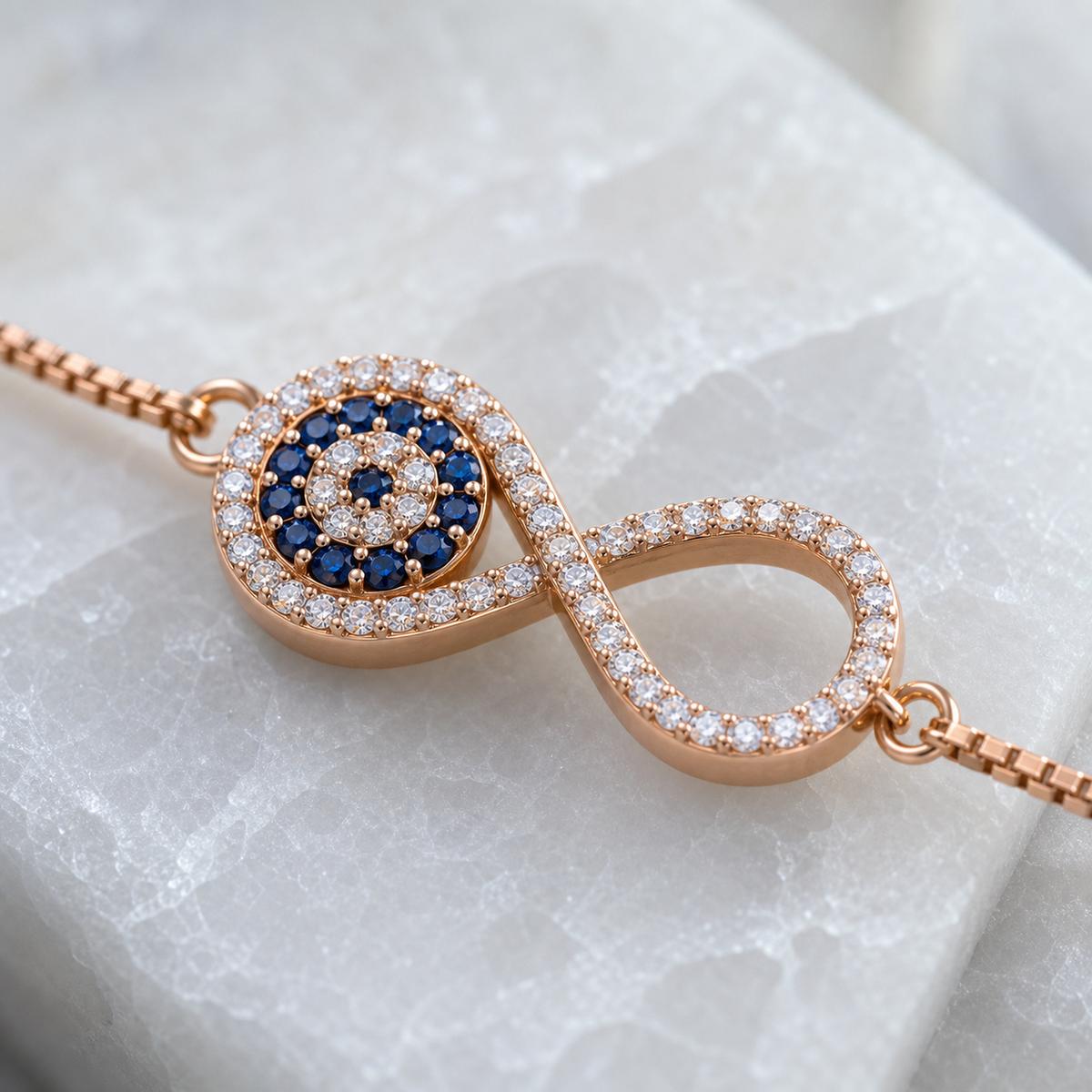 Rose Gold Iris Infinity Bracelet design detail