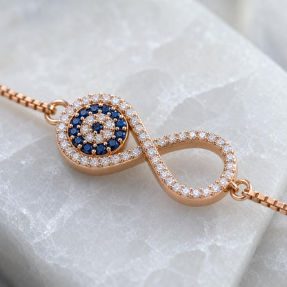 Rose Gold Iris Infinity Bracelet design detail