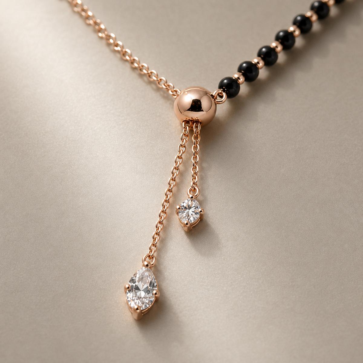 Rose Gold Lariat Spark Mangalsutra design detail