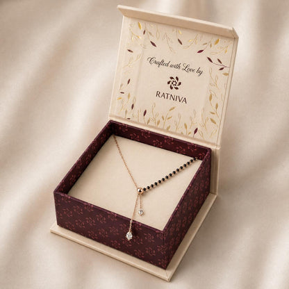 Rose Gold Lariat Spark Mangalsutra Ratniva jewellery packaging