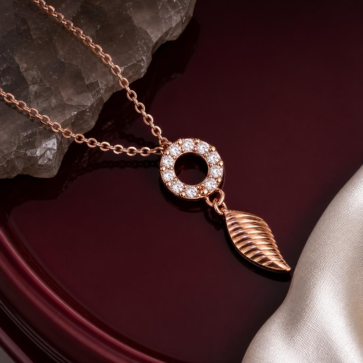 Rose Gold Laurel Leaf Drop Necklace product image 5