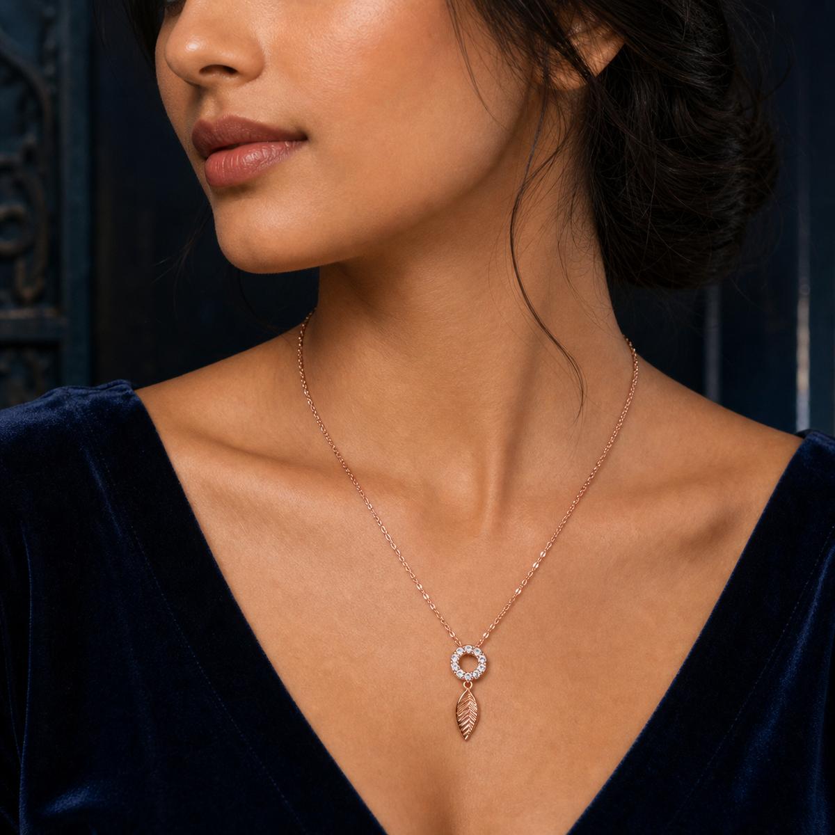 Rose Gold Laurel Leaf Drop Necklace product image 3