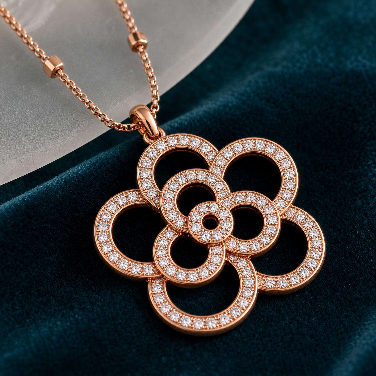 Rose Gold Lotus Bloom Pendant design detail