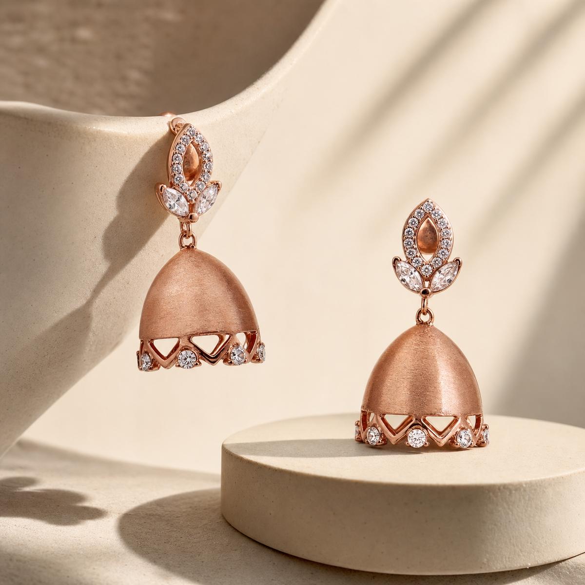 Rose Gold Luna Bell Pearl Earrings product image 4