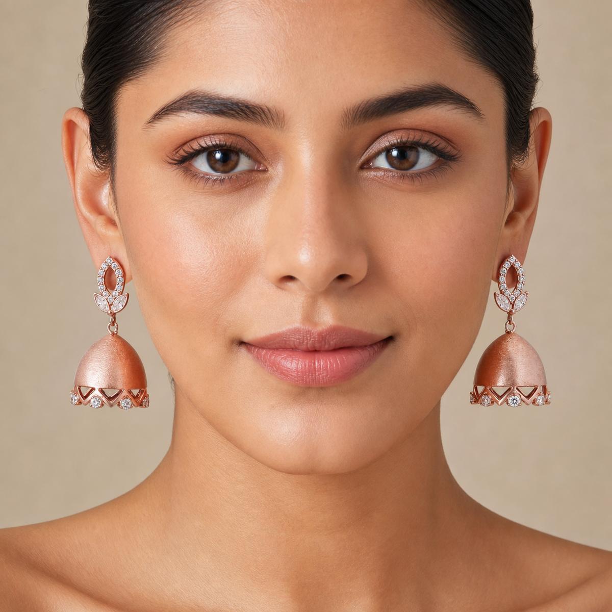 Rose Gold Luna Bell Pearl Earrings product image 7