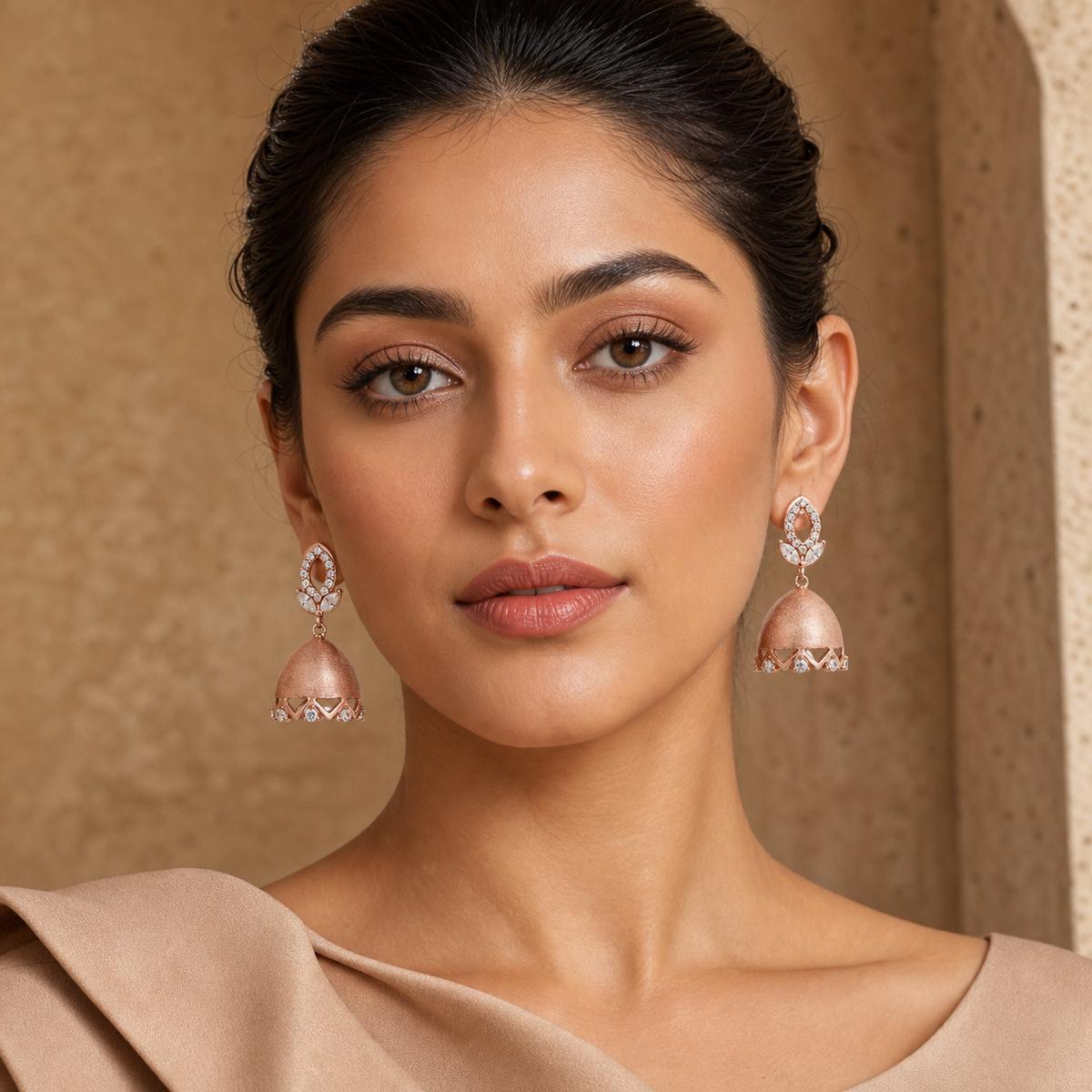 Rose Gold Luna Bell Pearl Earrings product image 8