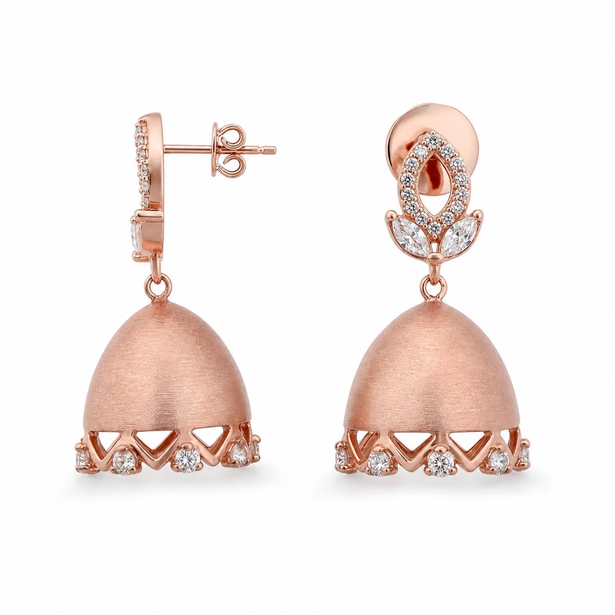 Rose Gold Luna Bell Pearl Earrings product image 3