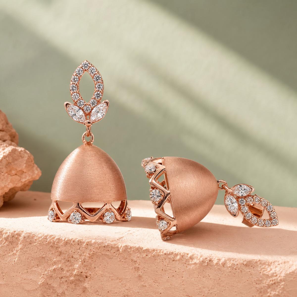 Rose Gold Luna Bell Pearl Earrings product image 5
