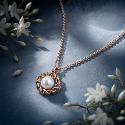 Rose Gold Luna Pearl Halo Pendant product image 5