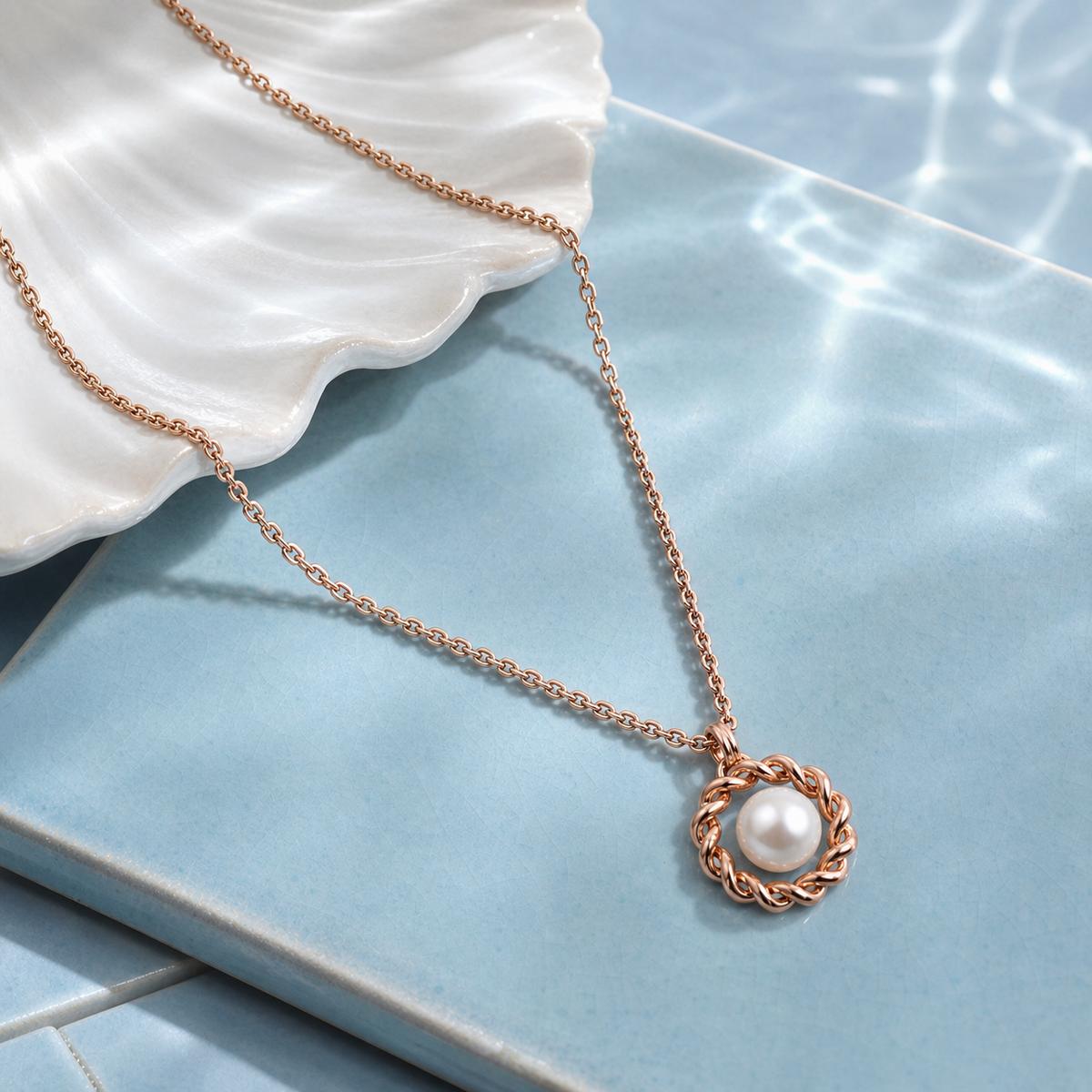 Rose Gold Luna Pearl Halo Pendant product image 2