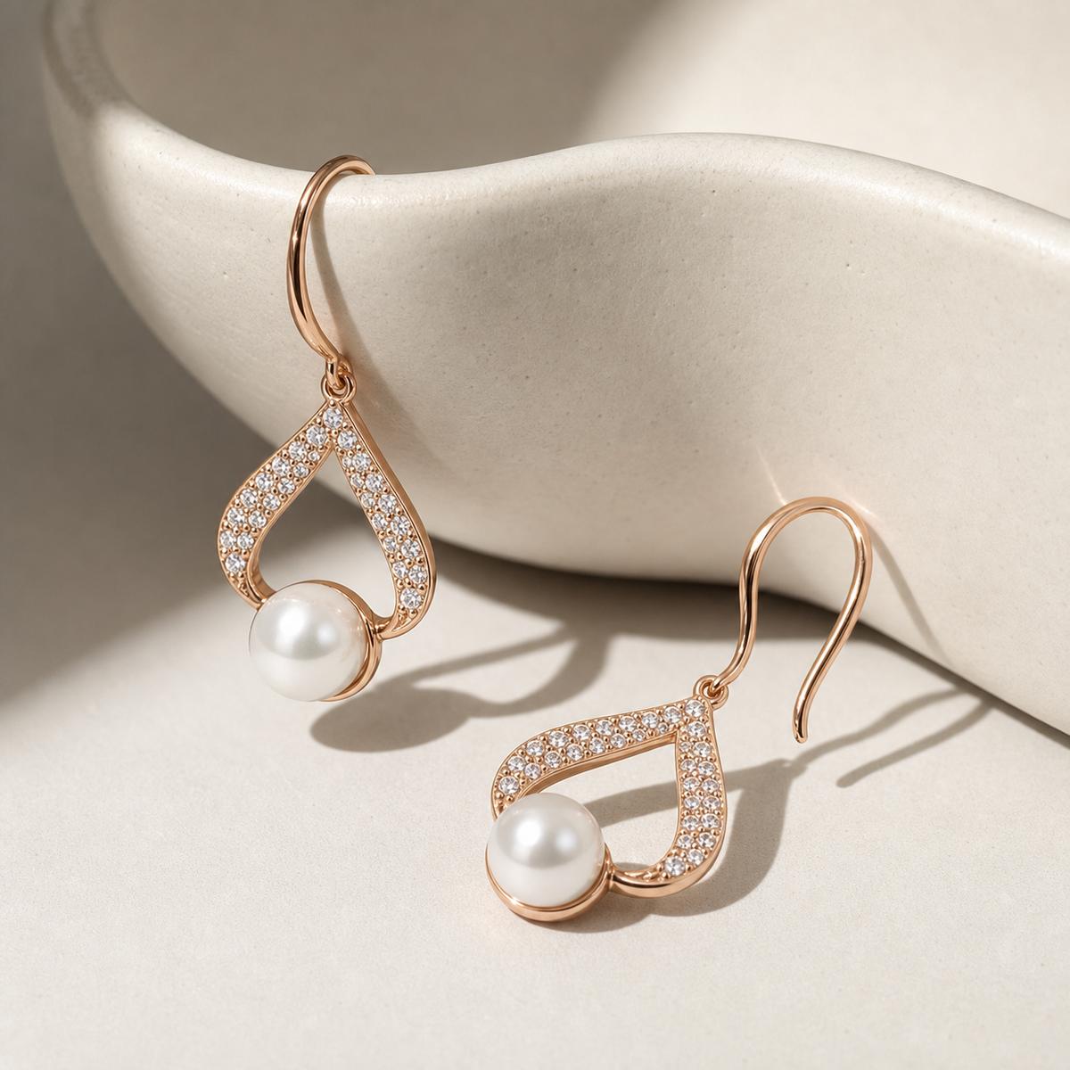 Rose Gold Luna Pearl Loop Earrings product image 4