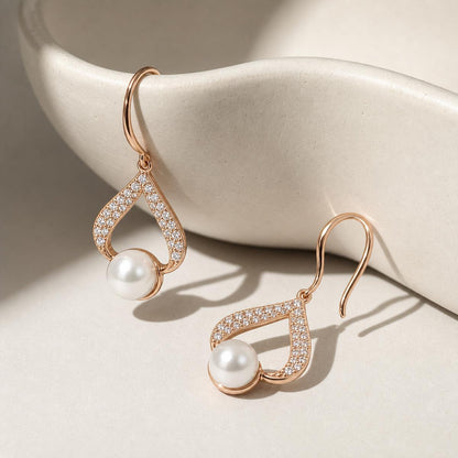 Rose Gold Luna Pearl Loop Earrings product image 4