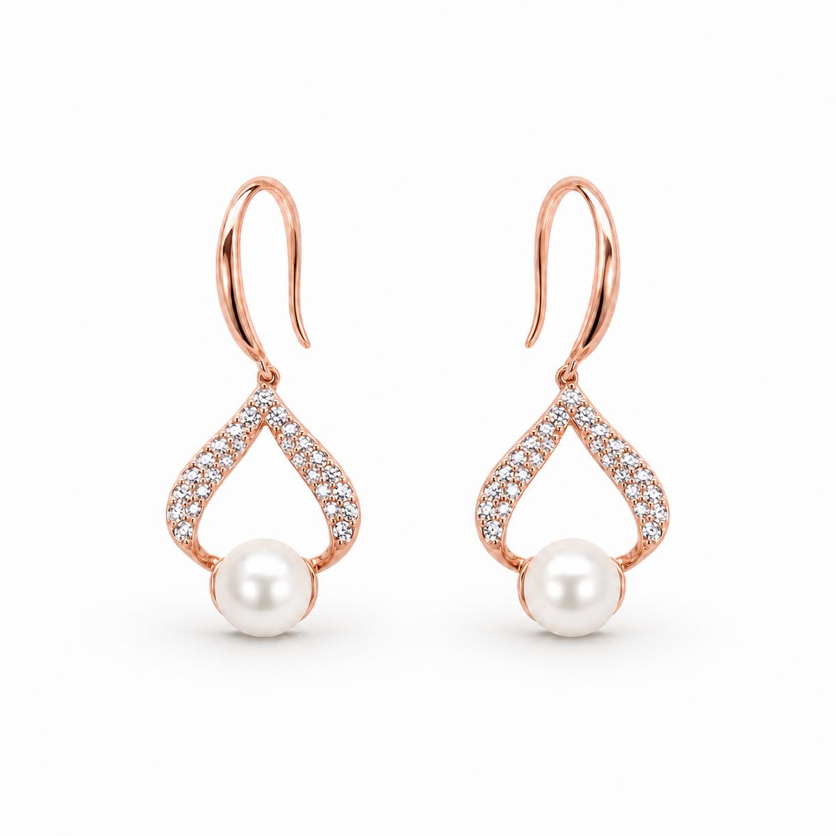 Rose Gold Luna Pearl Loop Earrings product image 1