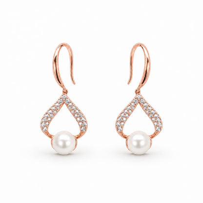 Rose Gold Luna Pearl Loop Earrings product image 1